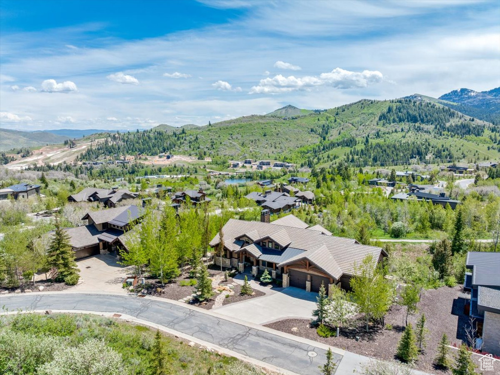 Aerial view with a mountain view