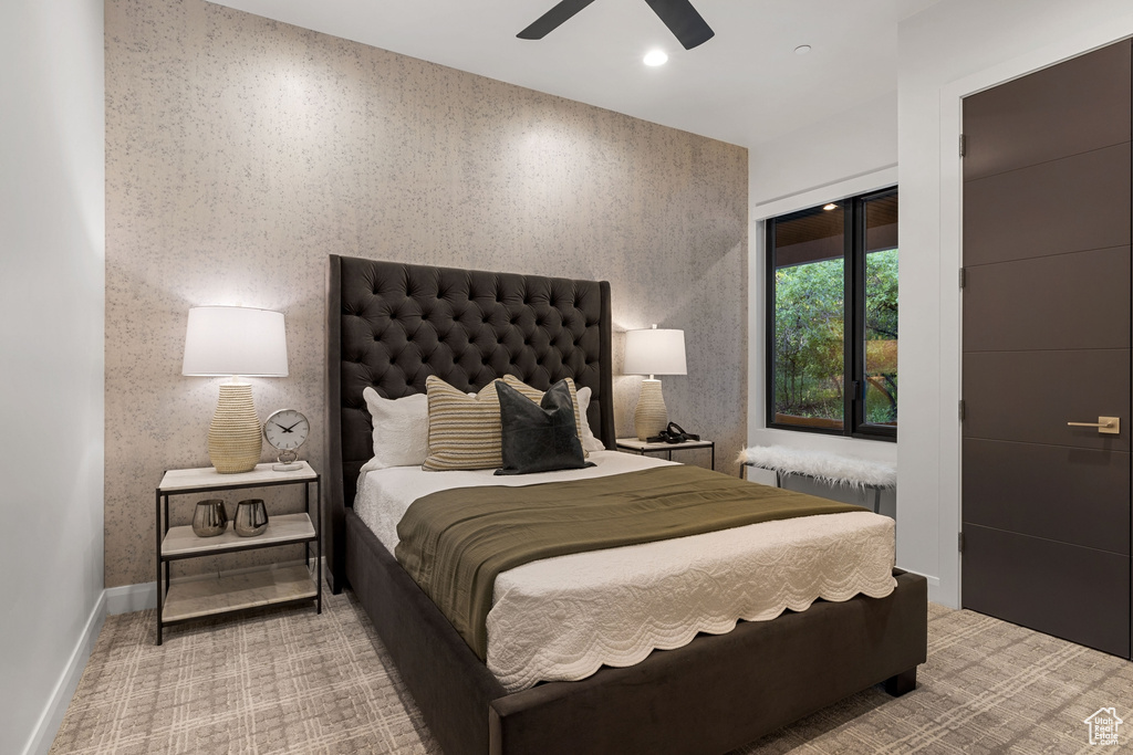 Bedroom featuring ceiling fan