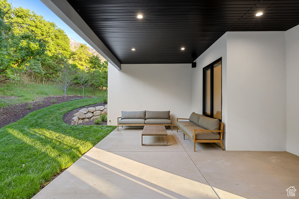 View of patio featuring an outdoor living space