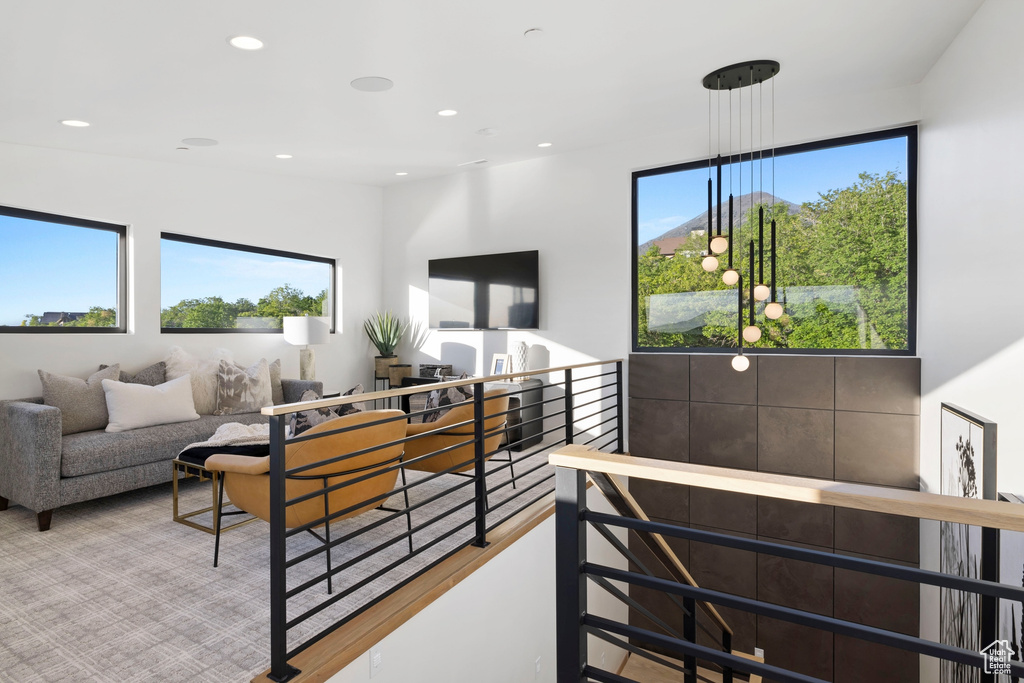 Living room with hardwood / wood-style floors