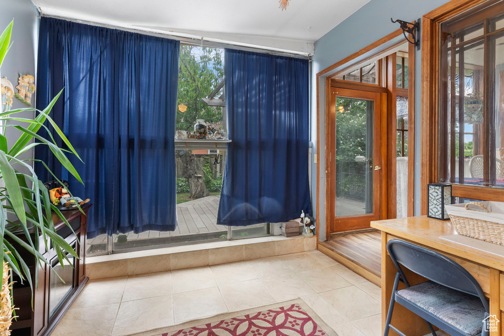 Interior space with tile flooring