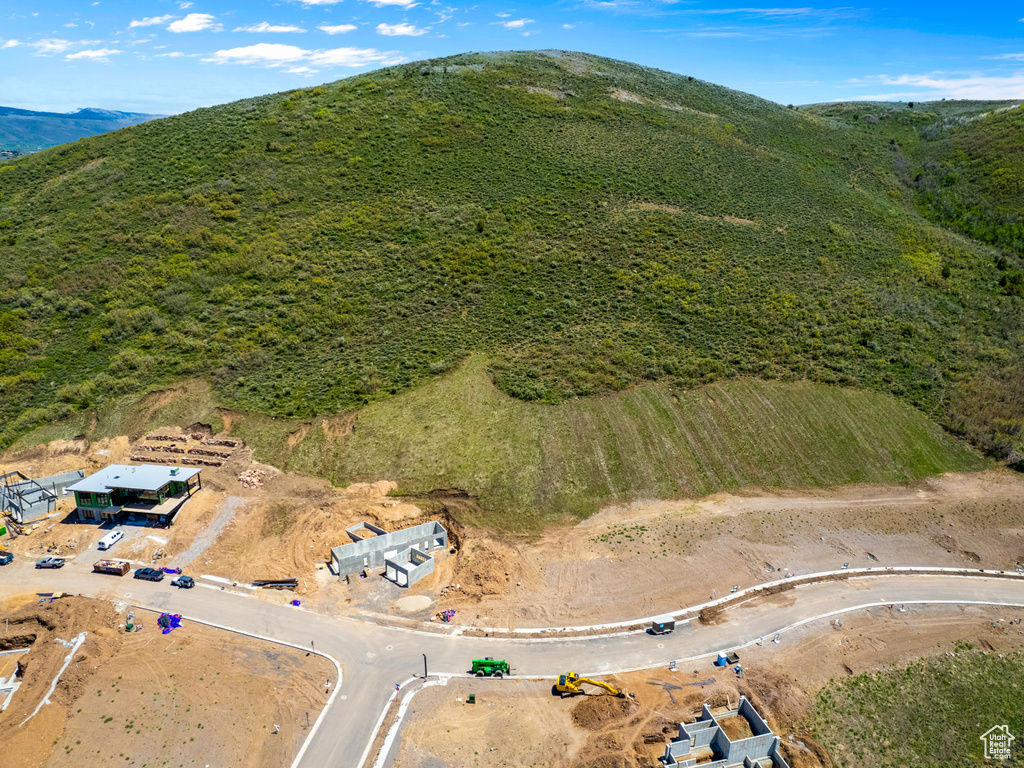 Aerial view with a mountain view