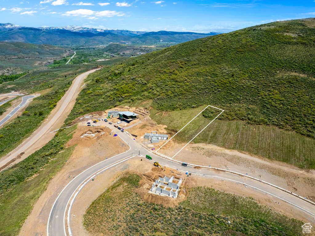 Aerial view featuring a mountain view