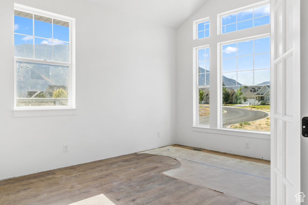 Empty room featuring a wealth of natural light and hardwood / wood-style floors