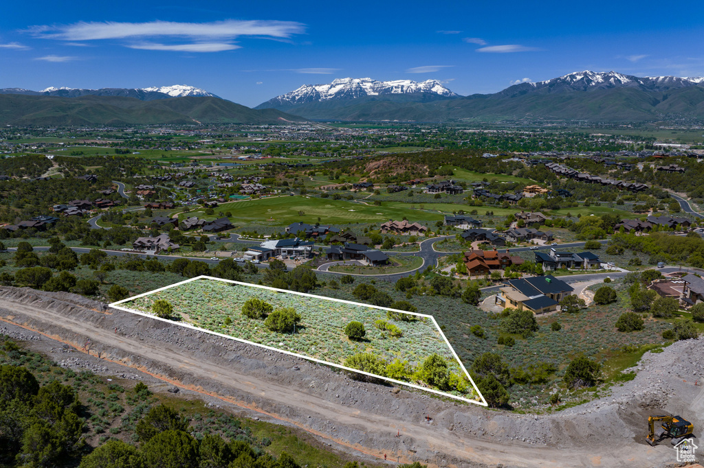 Drone / aerial view with a mountain view