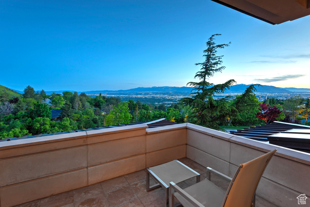 Balcony with a mountain view