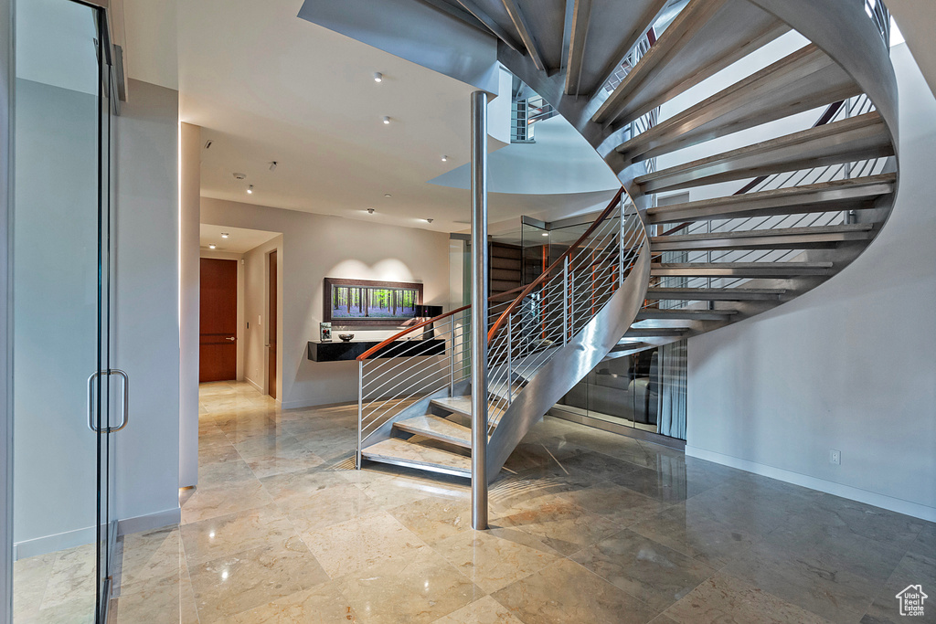 Stairway with tile flooring