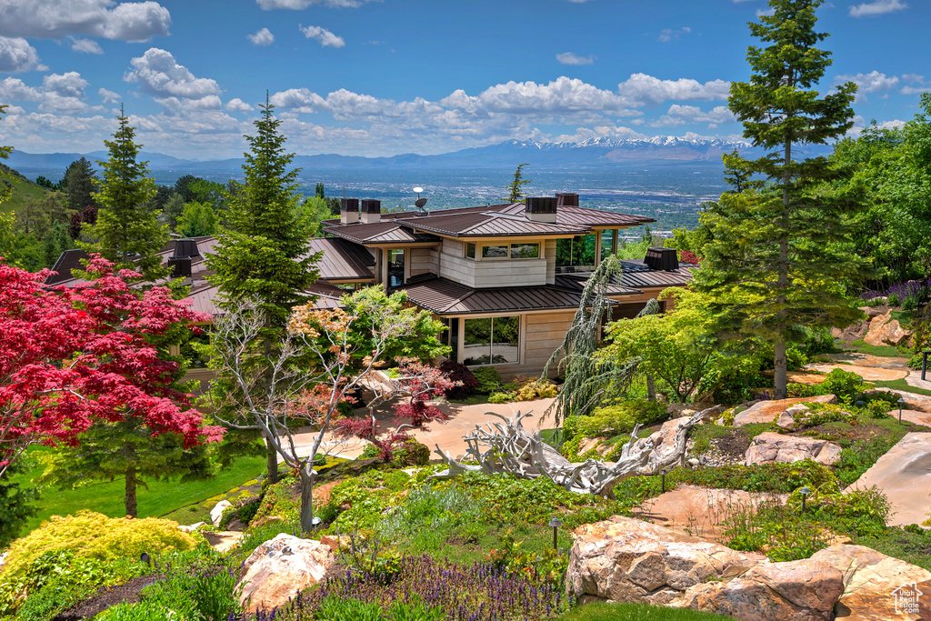 Exterior space with a mountain view