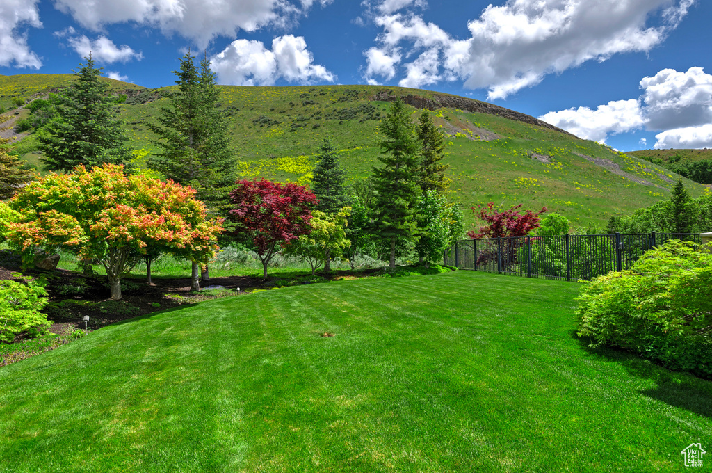 View of yard featuring a mountain view