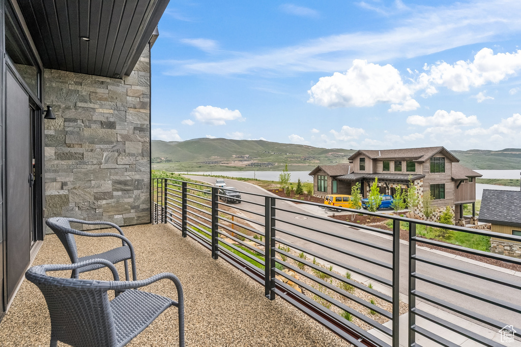 Balcony with a mountain view