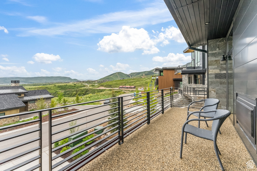 Balcony with a mountain view