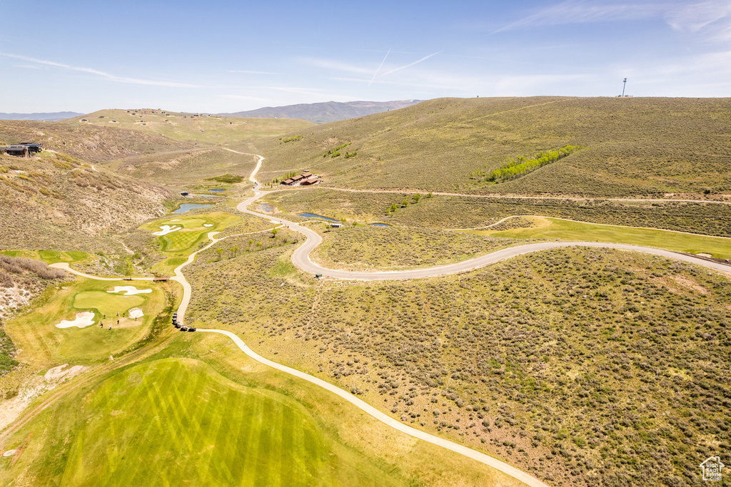 Aerial view featuring a mountain view