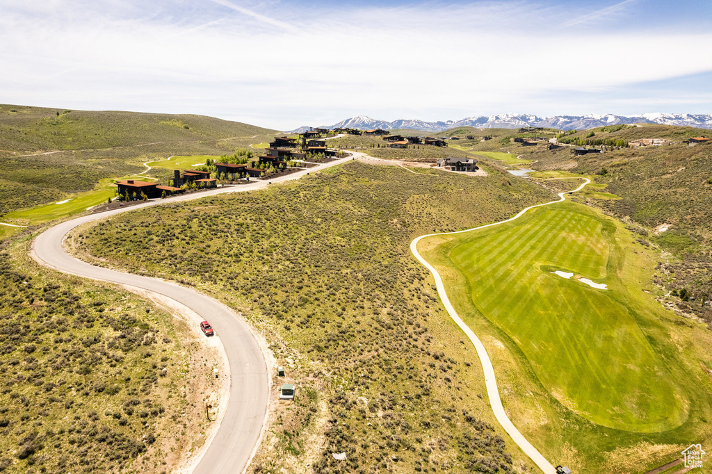 Drone / aerial view with a mountain view