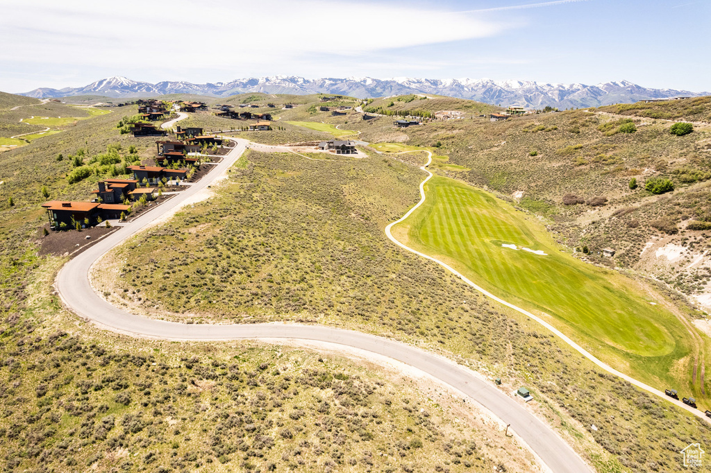 Drone / aerial view with a mountain view
