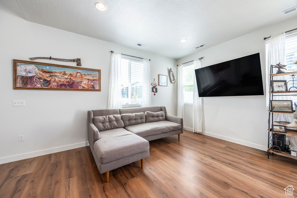 Living room featuring hardwood / wood-style floors