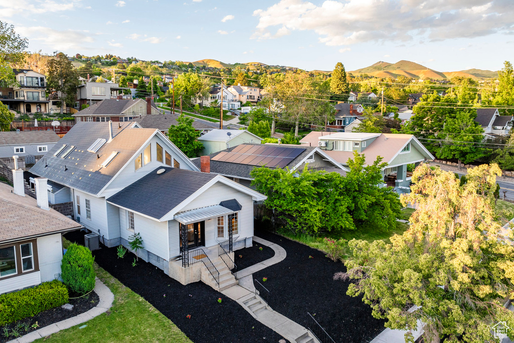 Drone / aerial view with a mountain view