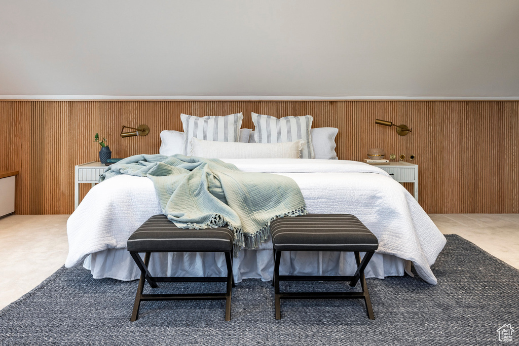 Bedroom with carpet flooring