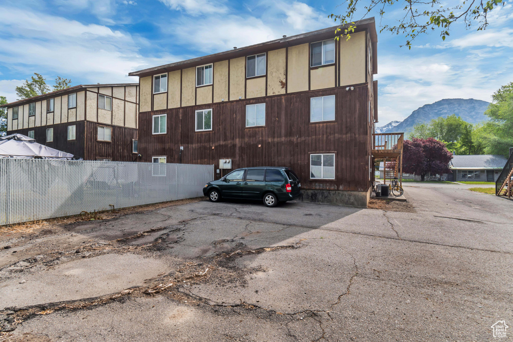 Exterior space featuring a mountain view and central air condition unit