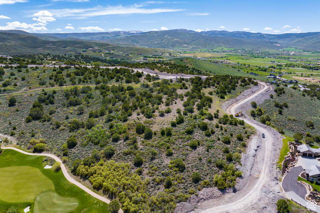 Drone / aerial view featuring a mountain view