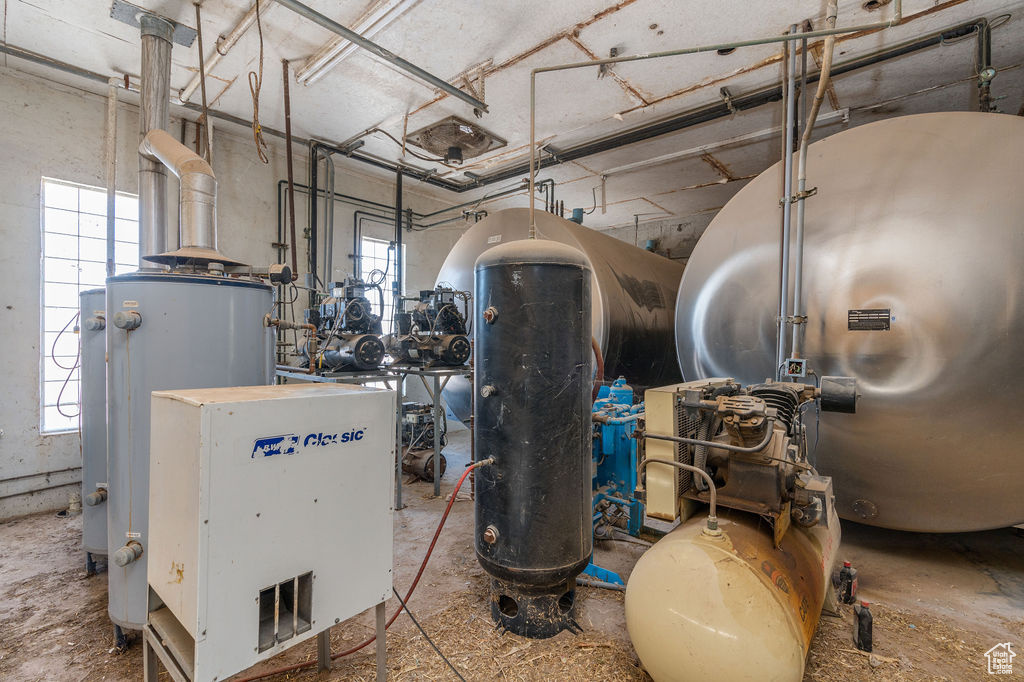 Utility room featuring water heater