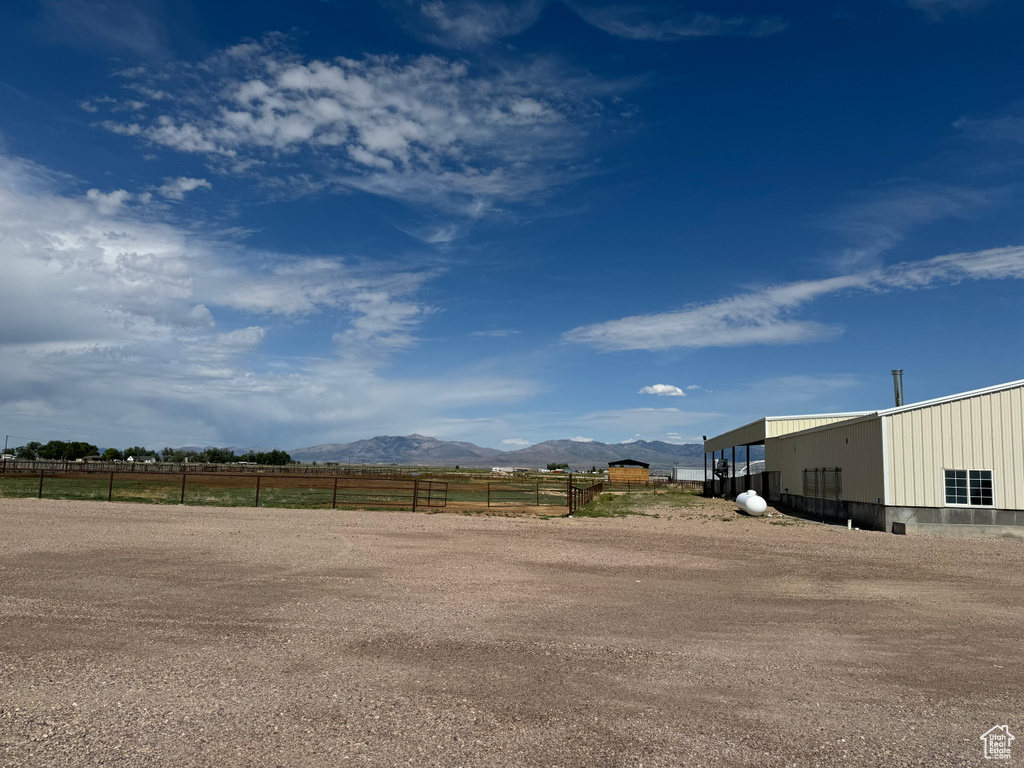 View of yard with a mountain view