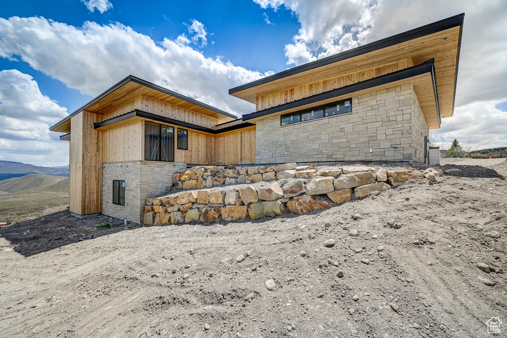 View of home\'s exterior featuring a mountain view