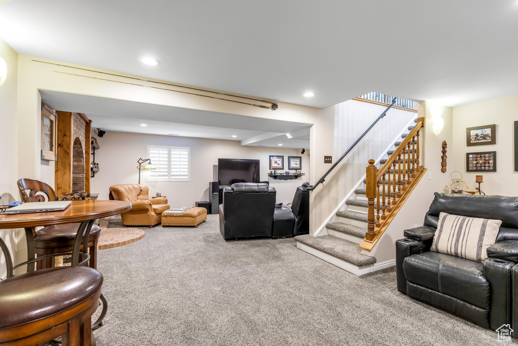 View of carpeted living room