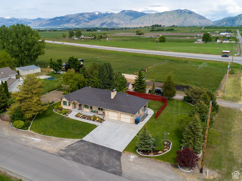 Bird\'s eye view featuring a mountain view and a rural view