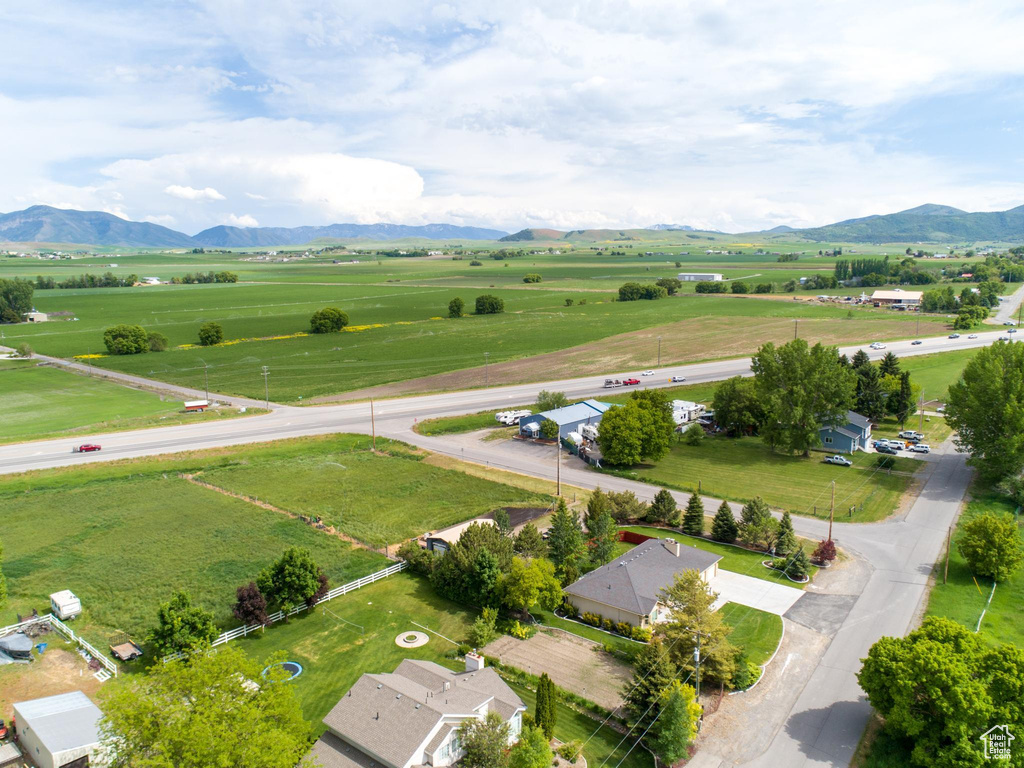 Aerial view with a mountain view and a rural view