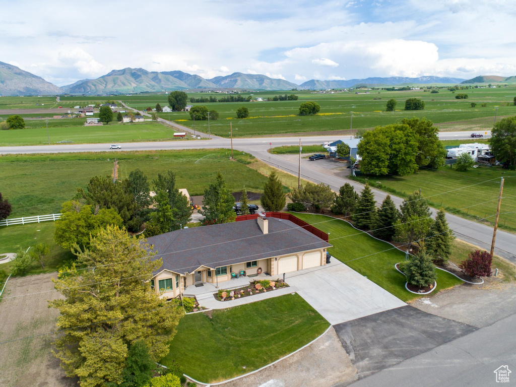 Bird\'s eye view featuring a rural view and a mountain view