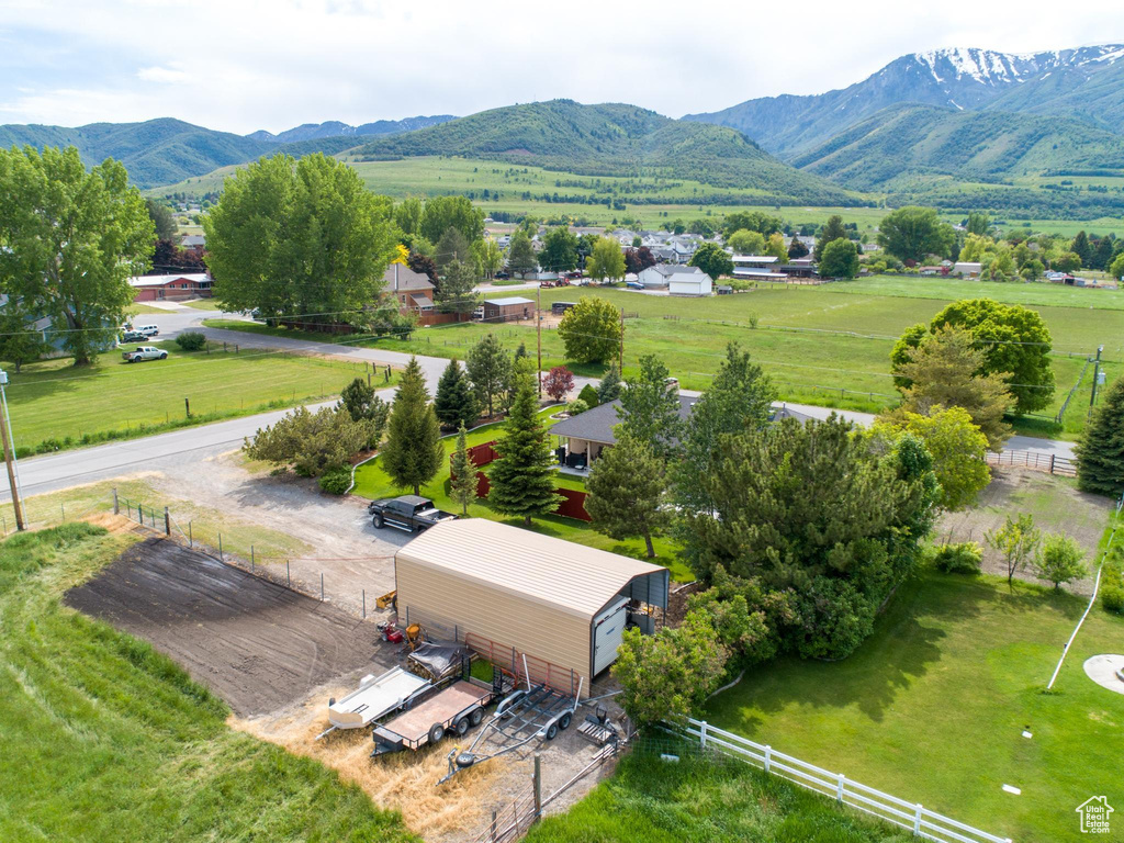 Bird\'s eye view featuring a mountain view