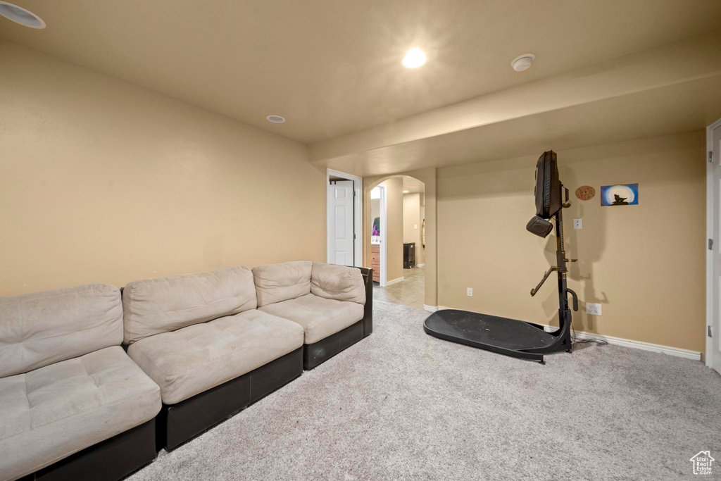 View of carpeted living room