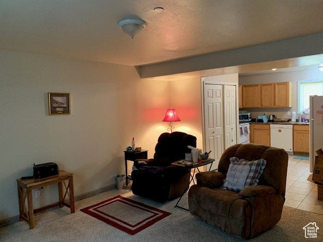 View of carpeted living room