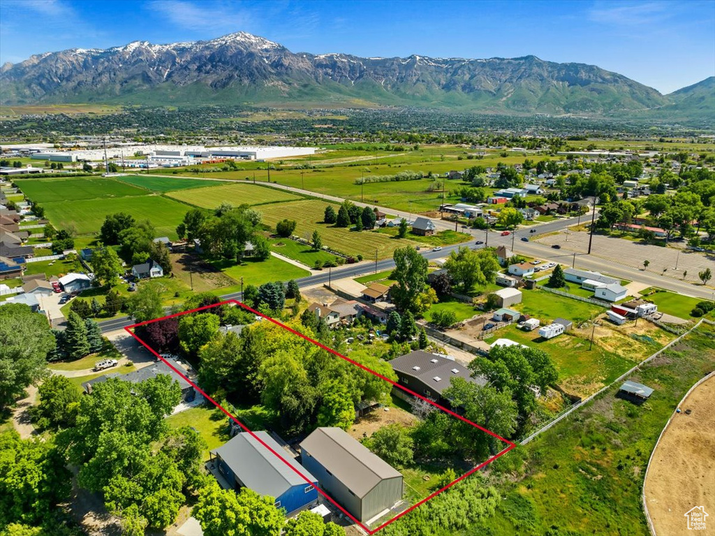 Drone / aerial view with a mountain view