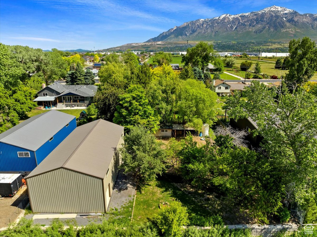 Aerial view featuring a mountain view