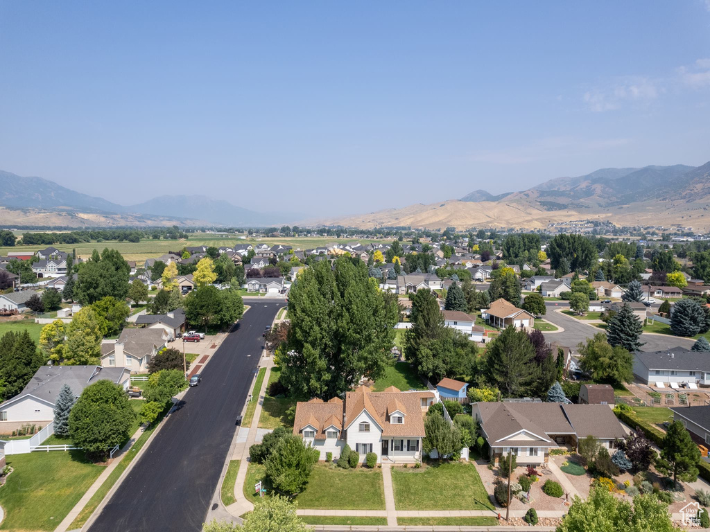 Aerial view featuring a mountain view