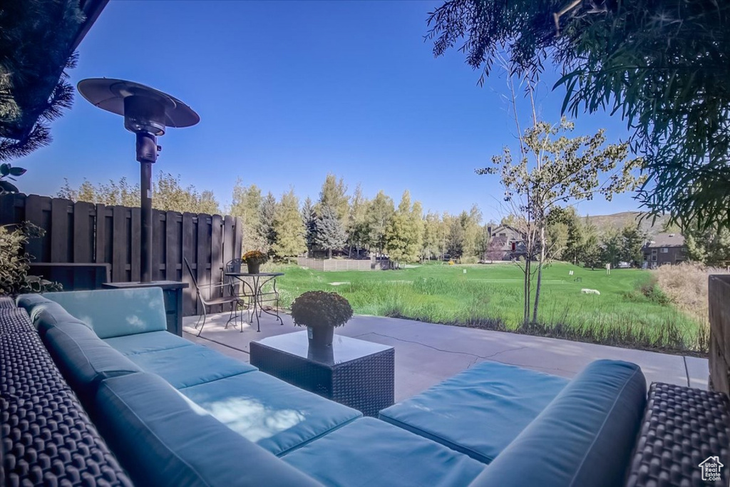 View of patio with outdoor lounge area