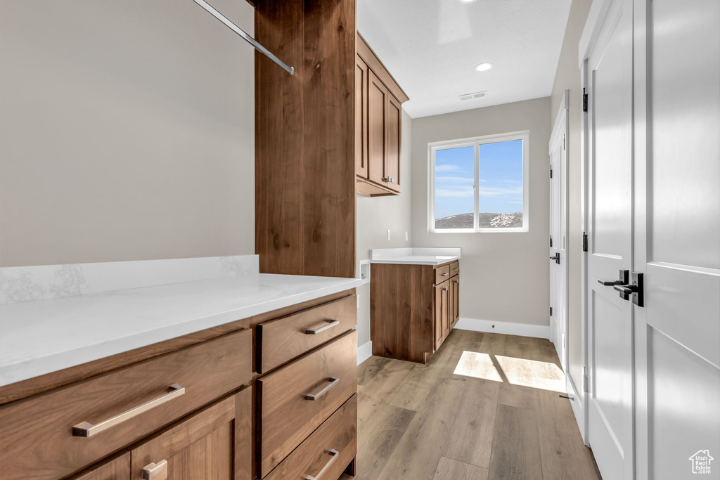 Interior space featuring light hardwood / wood-style flooring