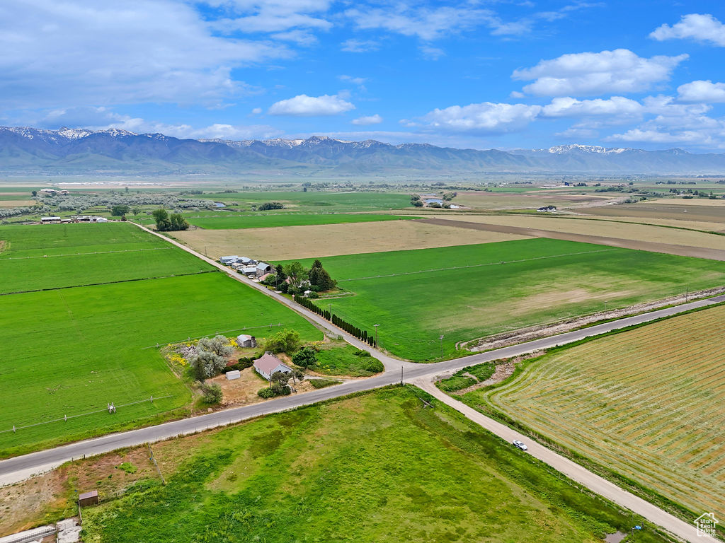 Bird's eye view featuring a rural view and a mountain view