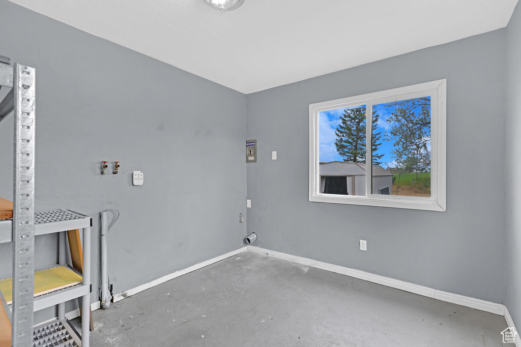 Interior space with concrete flooring