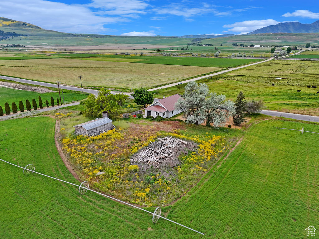 Aerial view with a rural view and a mountain view