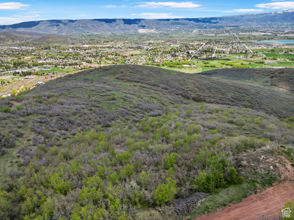 Aerial view with a mountain view