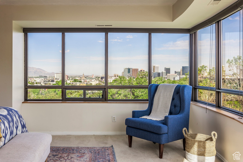 Interior space featuring carpet flooring