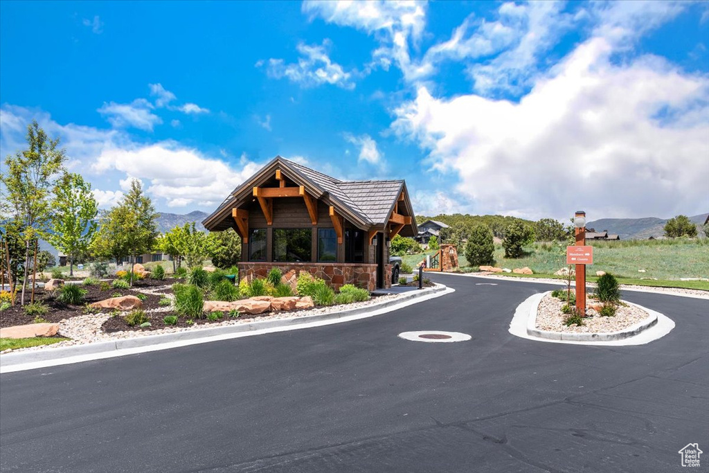 View of front of property featuring a mountain view