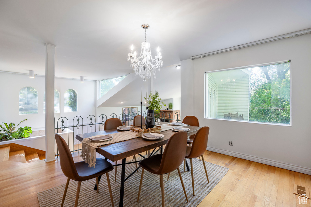 Dining room featuring a wealth of natural light and light hardwood / wood-style floors