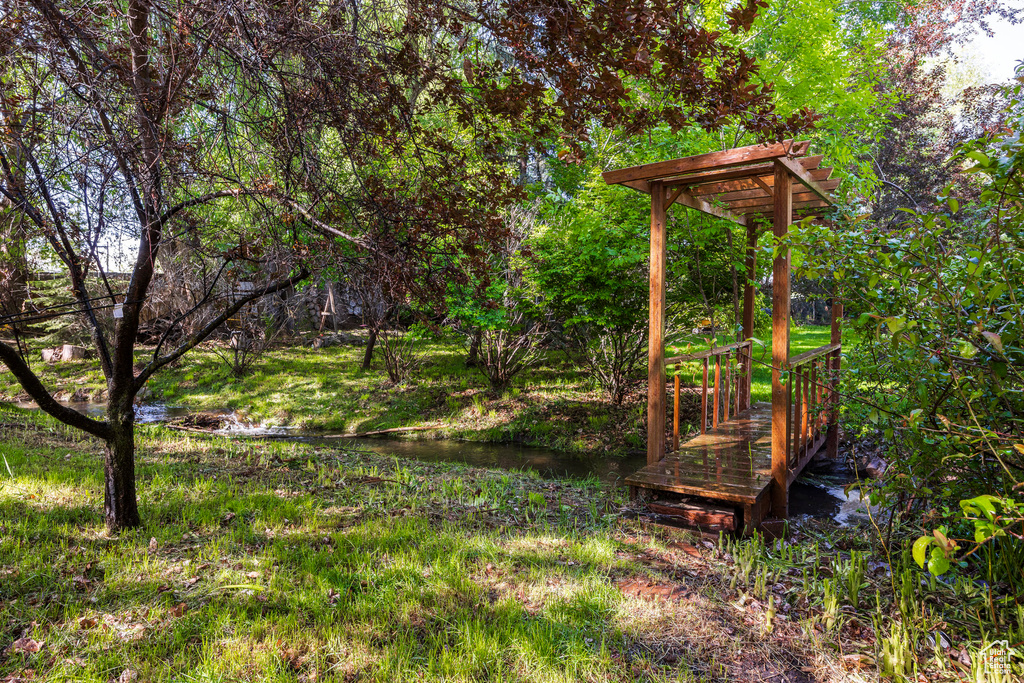 View of yard featuring a water view