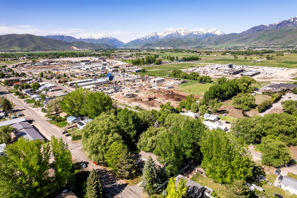 Drone / aerial view with a mountain view