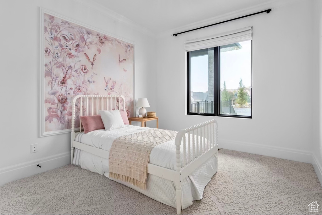 Bedroom featuring carpet floors