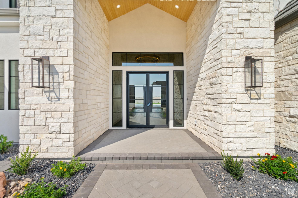 View of exterior entry with french doors