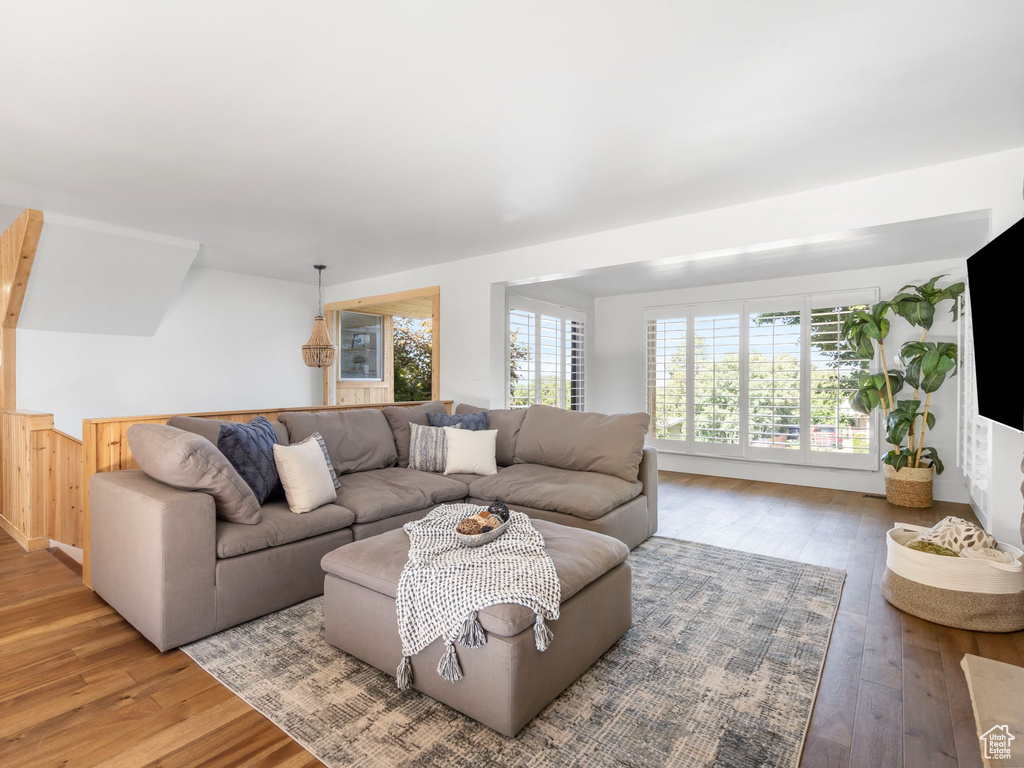 Living room featuring wood-type flooring